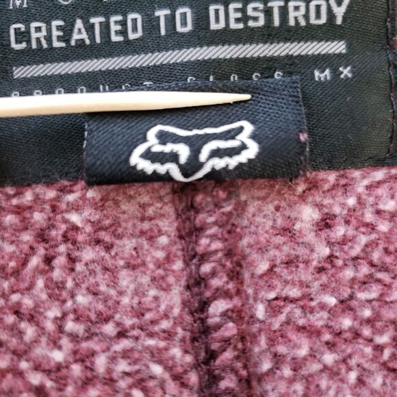 FOX Racing Sweatshirt Mens XL Slim Fit Maroon Pullover Moto Skater Casual 46x29 - Picture 8 of 11